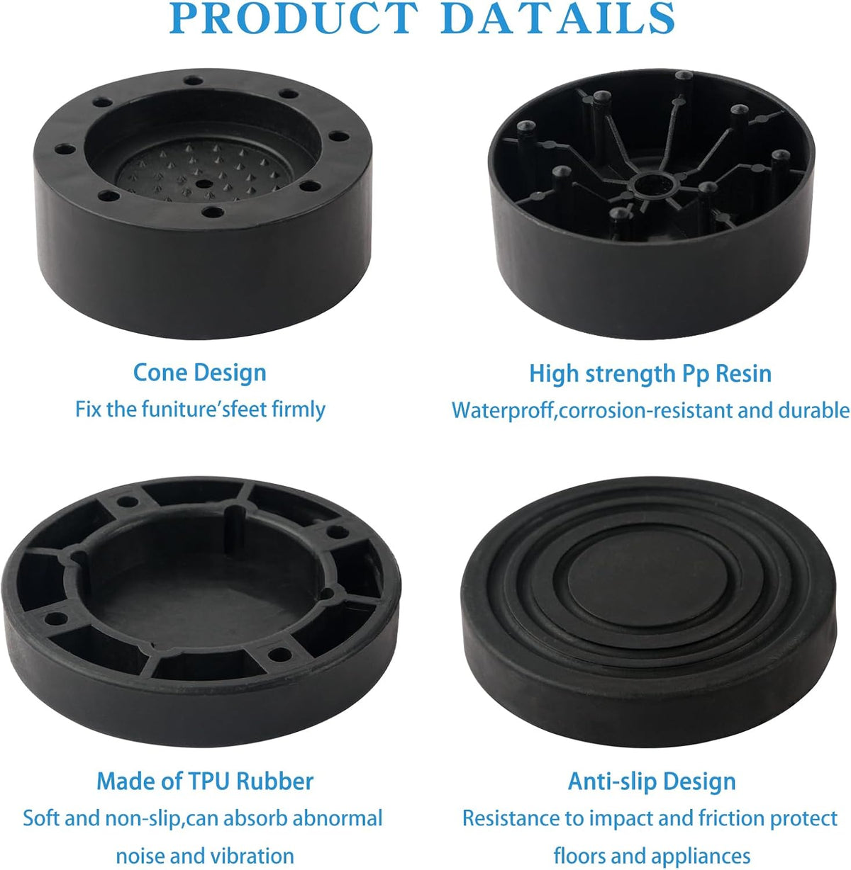 Bed Risers Adjustable Furniture Risers Heavy Duty Lifts Height 2 "