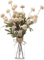 6PCS Mums Artificial Flowers with Vase - Small Silk Fake Flowers Suitable for Vase Bedroom Dining Room Living Rooms Decor Home Table Decor