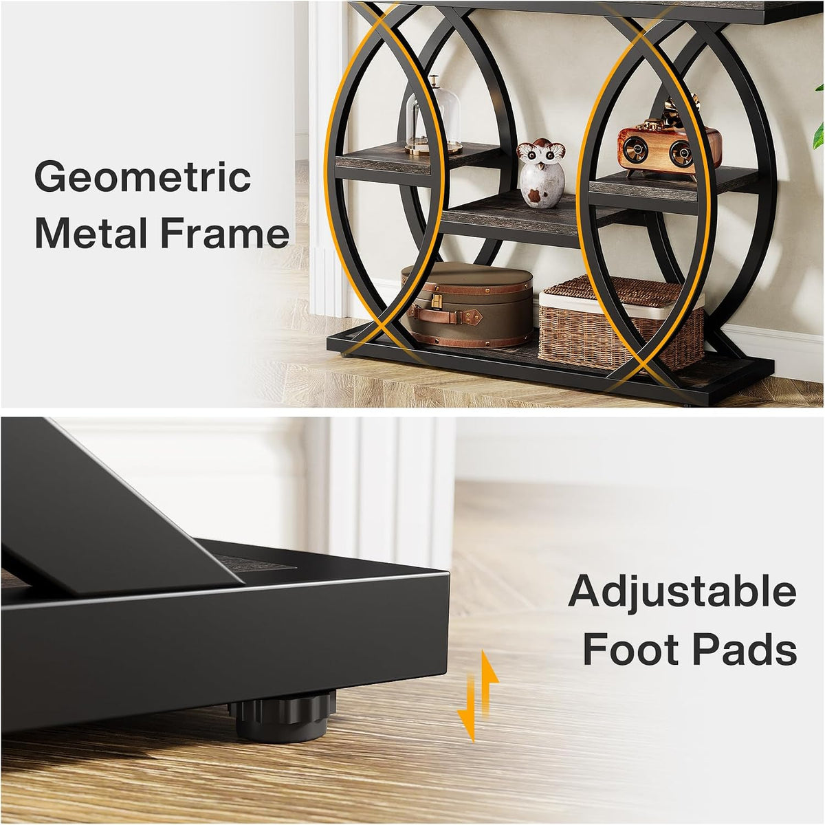 Tribesigns 39.4" Console Table, Sofa Table, Accent Tables, Black Brown