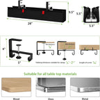 KEEGH No Drill Fabric Under Desk Cable Management Tray 28 in,Black