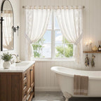 jinchan Belrose Linen Floral Cafe Curtains 54 Inch Length Embroidered Farmhouse - Image 9