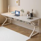 OSCHF 71-Inch Extra Long Desk with Storage Shelf, Warm White