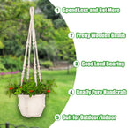4 Pack Macrame Plant Hangers Indoor Set Large Crochet Hanging Holder, White