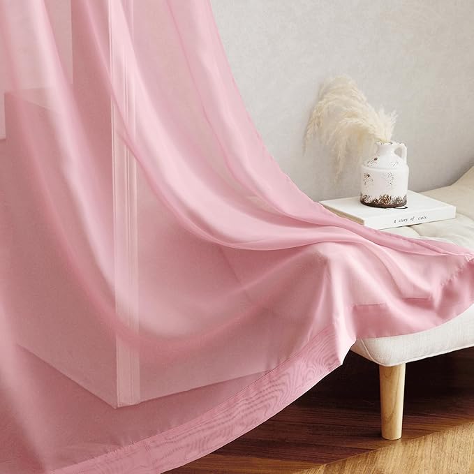 NICETOWN Pink Sheer Curtains 2 Panels - Image 7