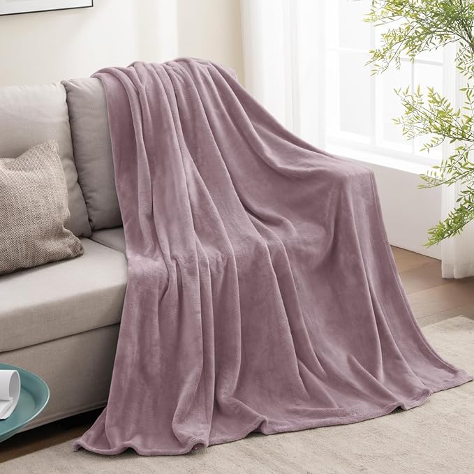 BEDELITE Fleece Blanket Dusky Violet Throw Blankets - Image 5