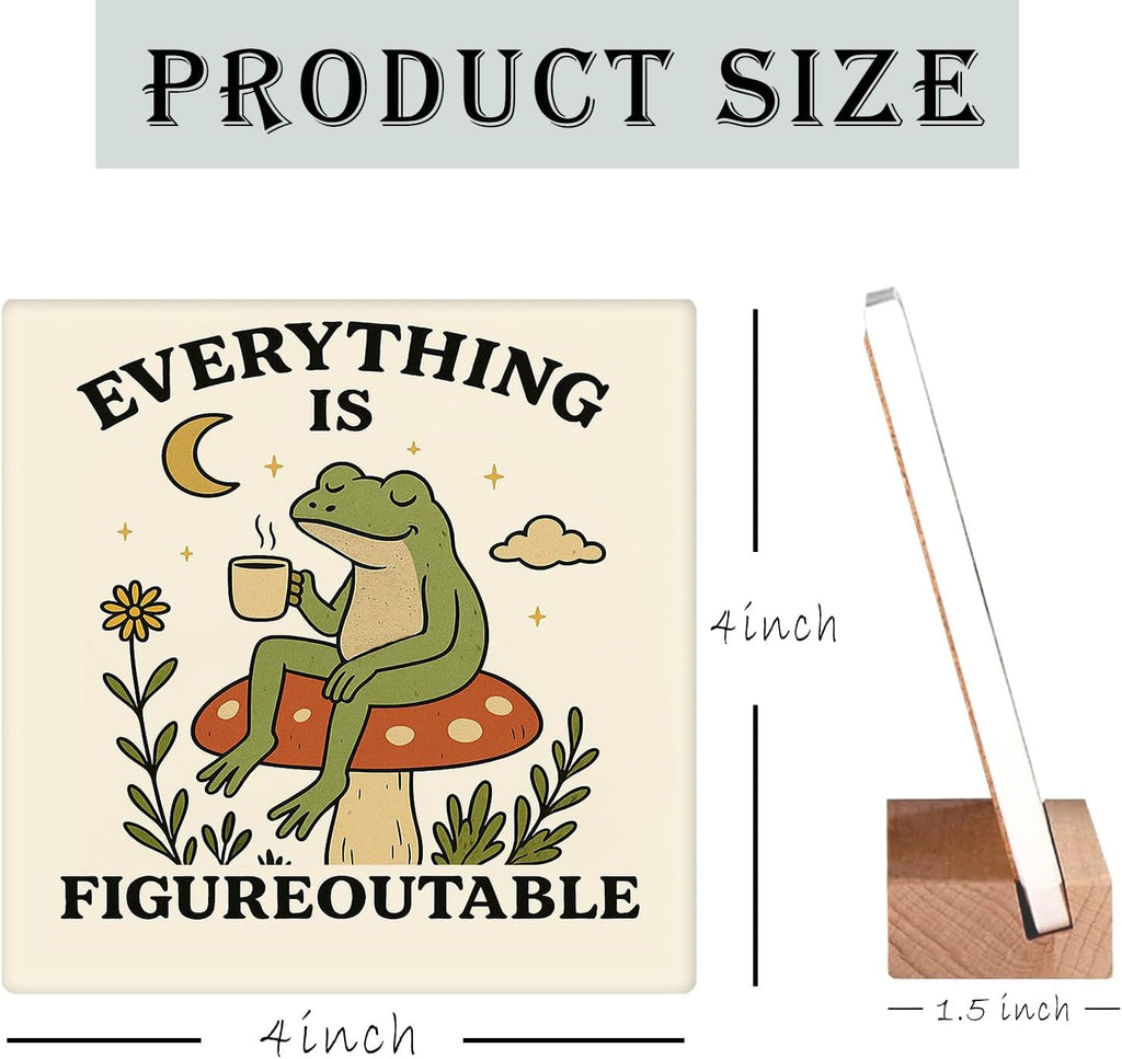 Inspirational Office Desk Decor Everything Is Figureoutable Sign Motivational Gifts For Women Kids - Mental Health Decor Funny Frog Coffee Desk Art Calming Corner Decorations For Classroom Dorm Bedroom