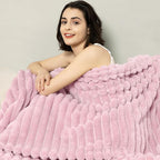 Aganear Fluffy Throw Blanket for Couch, 3D Ribbed Jacquard Warm Fuzzy Blanket - Image 2