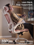 Ergonomic Office Desk Chair, Adjustable Dual Lumbar Support & Thick Seat