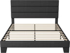 Allewie Queen Size Platform Bed Frame with Fabric Upholstered Headboard