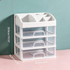 Makeup Organizer with 3 Drawers Plastic Storage for Vanity Cosmetic Display Cases Large Capacity Bathroom Countertop Plastic Storage for Skin Care Products(Arc Type)