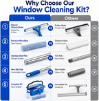 Window Cleaning Kit with 3 Gal Bucket,14''Squeegee and 15''Scrubber