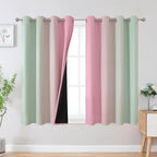 Estelar Textiler Sage and Pink Blackout Curtains 45 Inch Length, Light Blocking by ESTELARTEXTILER