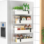 HuggieGems Metal Magnetic Spice Rack for Refrigerator Cream White, 4 Pack