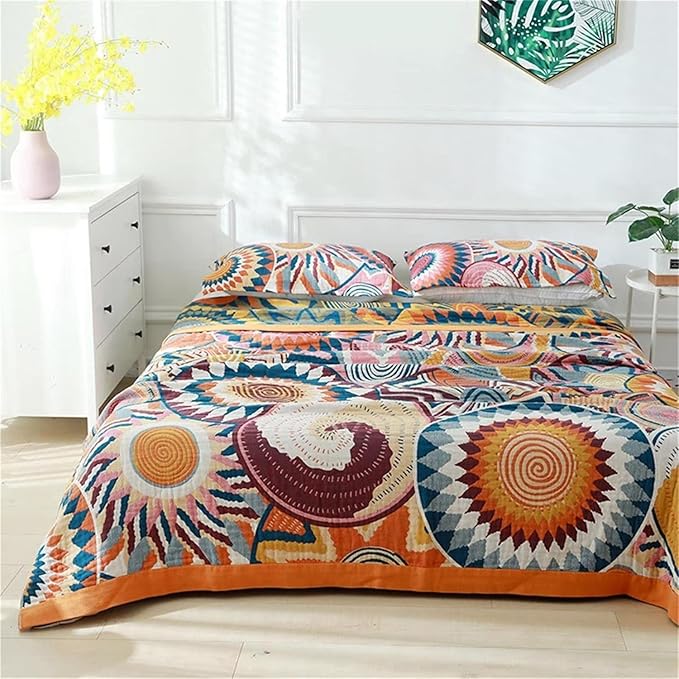 MSGKV Boho Throw Blanket for Bed 100% Cotton Blankets 90''x98'' Decorative - Image 3