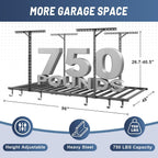 4x8FT Overhead Garage Ceiling Storage Rack with 6 Hooks