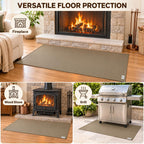 Fire Resistant Hearth Rug, 48 x 28 Inch Fireplace Mat, Brown