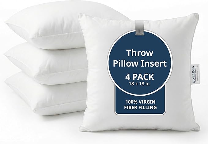 LANE LINEN 4 Pack 18x18 White Throw Pillow Inserts by LaneLinen