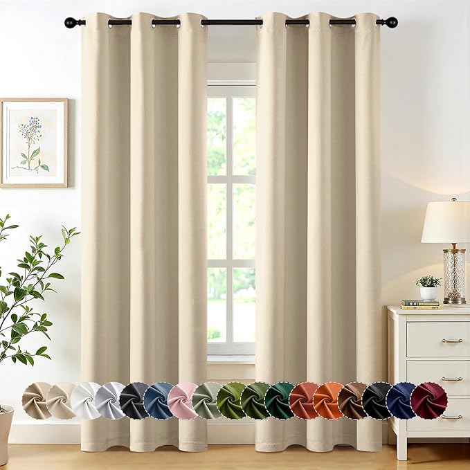 MIULEE Cream Beige Blackout Curtains by MIULEE