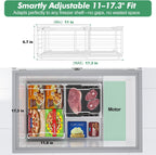 ADRIMER Freezer Organizer Bins, 4 Packs Foldable & Stackable Chest Freezer Organizer Bins with Adjustable Length 11-17.3", Metal Wire Storage Baskets for Upright Freezer, Deep Freezer, Pantry, White