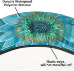 Pardick Teal Flower Round Fitted Tablecloth Mandala Floral Round Table Cover with Elastic Waterproof Wipeable Circle Outdoor Table Cloths for Party Patio Kitchen Decor Fit 40"-44" Tables Pad