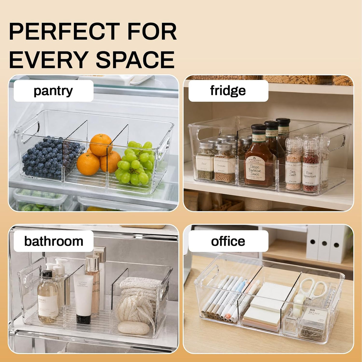 Mpotmiy 6-Pack Pantry Organizers and Storage, Clear Fridge Organizer Bins
