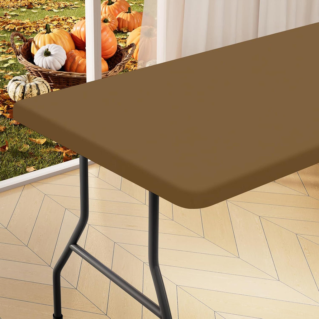 homing Rectangle Table Cloth Cover 8 Foot Brown Elastic Fitted Tablecloth