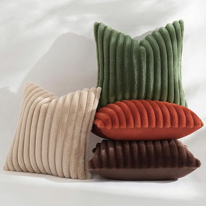 decorUhome Cozy Faux Fur Throw Pillow Covers 22x22 Set of 2 Decorative Soft - Image 7