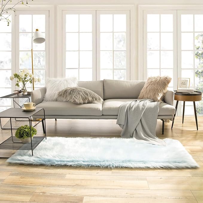 Ashler faux fur rug, Fluffy Shaggy Area Rug Ultra Soft 2.2 x 6 Feet Rectangle by AshlerHomeDeco