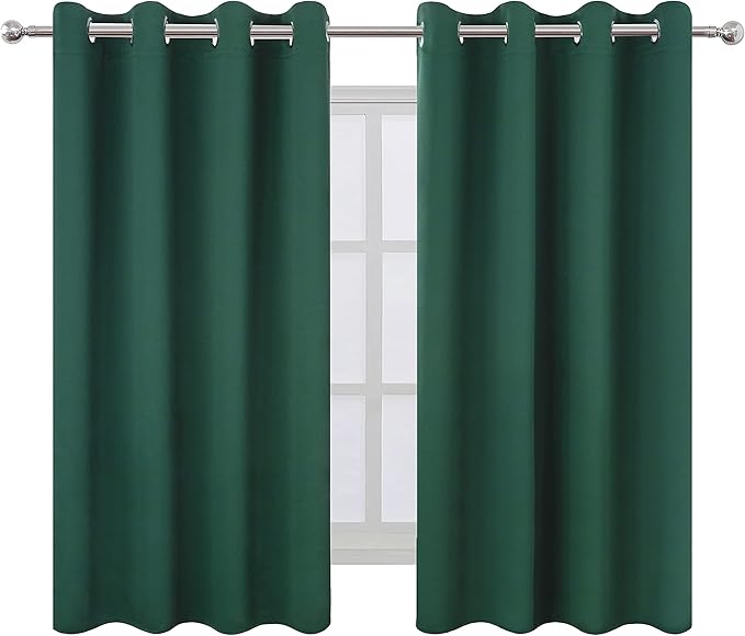 LEMOMO Dark Green Bedroom Blackout Curtains/52 x 54 Inch Long/Set of 2 Curtain - Image 2