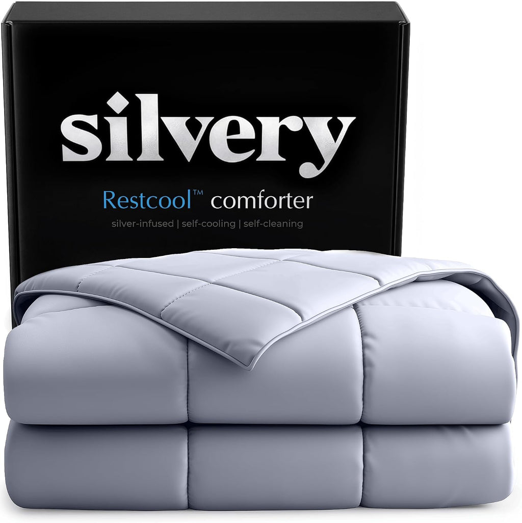 Silvery Silver-Infused Cooling Comforter – Award-Winning Self-Cooling Blanket for Hot Sleepers with Self-Cleaning Silvery Technology for Sweat-Free & Cool Sleep (Gray, Twin/Twin XL (68" x 90"))