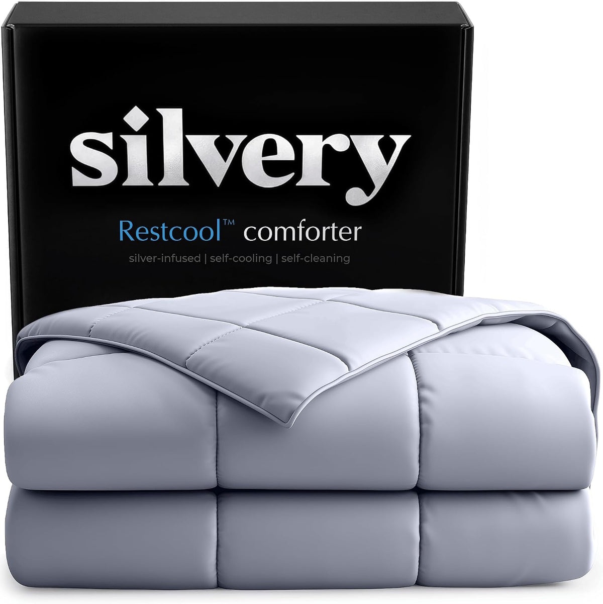 Silvery Silver-Infused Cooling Comforter – Award-Winning Self-Cooling Blanket for Hot Sleepers with Self-Cleaning Silvery Technology for Sweat-Free & Cool Sleep (Gray, Twin/Twin XL (68" x 90"))