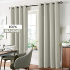 Yakamok Cream Linen Curtains 100% Blackout 63 Inches Long, Room Darkening - Image 7