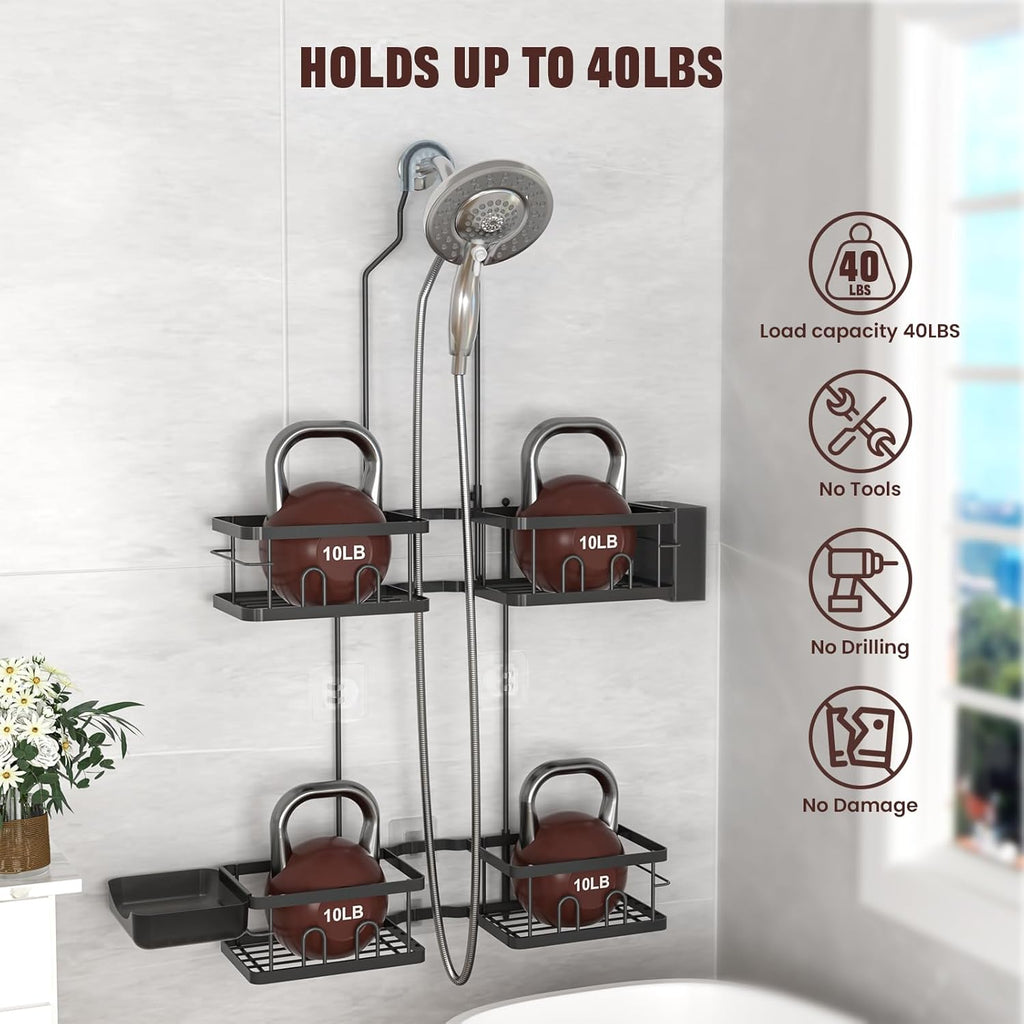 Adjustable Shower Caddy Hanging for Handheld Showerheads, Black