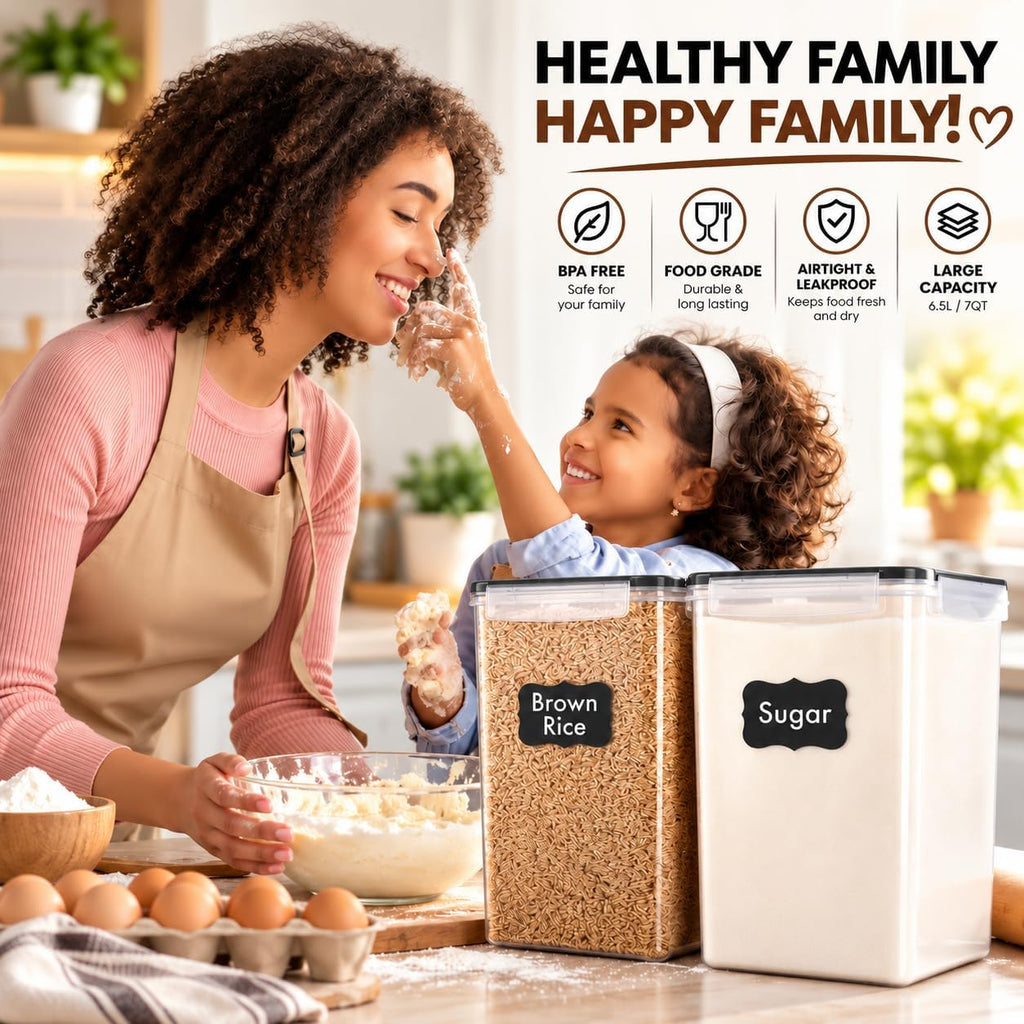 2 PC [7 Qt/ 6.5L/ 220 Oz] Large Flour Storage Containers with Airtight Lids