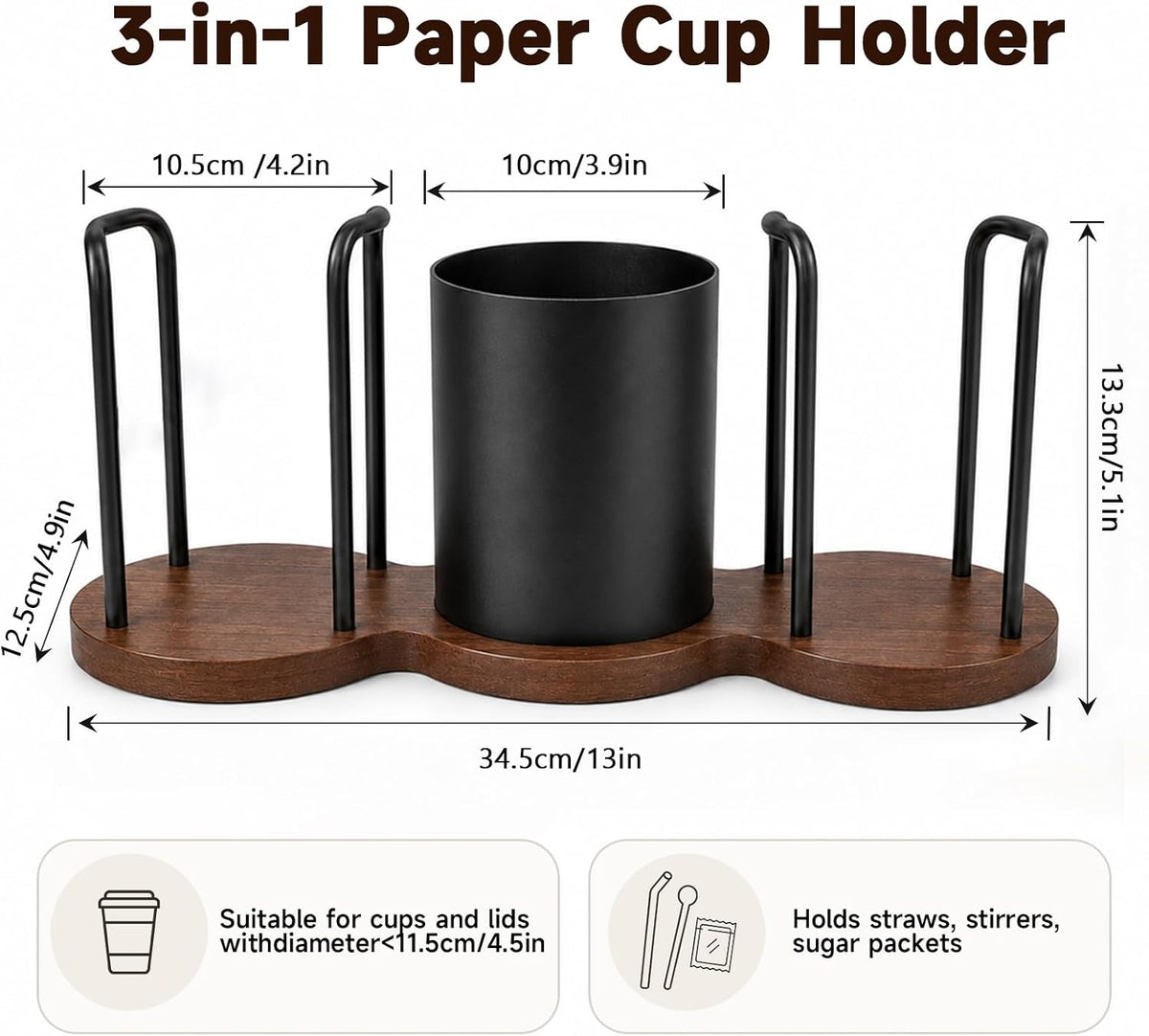 3 in 1 Cup Dispenser, Disposable Cup & Lid Holder Organizer for Countertop