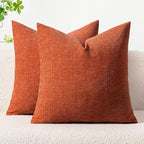 MIULEE Pack of 2 Rust Throw Pillow Covers 20x20 Inch Soft Chenille Pillow Covers by MIULEE