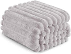 Exclusivo Mezcla Queen Size Flannel Fleece Blanket, Super Soft Striped Jacquard - Image 6