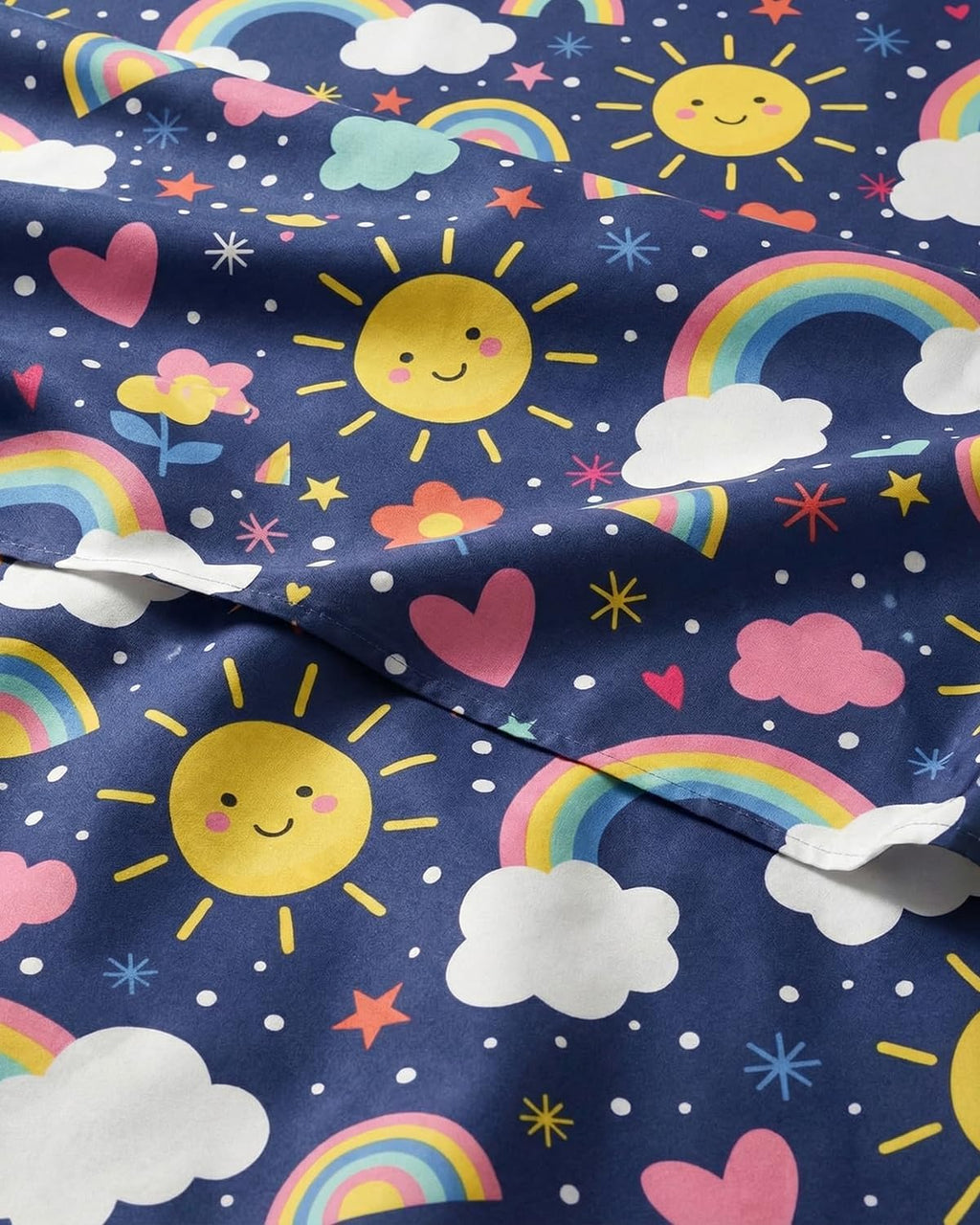 Kids Twin Size Rainbow Sky Bed Sheets - 3 Piece Kids Rainbow Sky Sheet Set