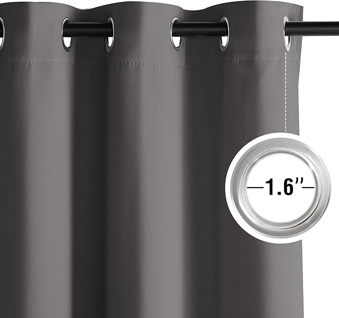 NICETOWN Blackout Curtains Grommet 2 Panels Grey Drapes 95Inches Long - Image 2