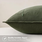 MIULEE Decorative Linen Euro Sham Pillow Covers 22x22 Inch Dark Olive Green - Image 3