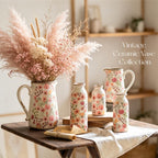 TEWEIQI Vintage Ceramic Small Vase, Farmhouse Rustic Décor, Home Decorative Vase for Your Kitchen, Bedroom, Office, Living Room, Bathroom& Shelf Centerpiece Table Decorations (Retro Creative Style S)