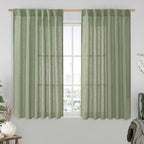 LAMIT Sage Green Linen Curtains 54 Inch Length 2 Panels, Light Filtering Panels by LAMIT