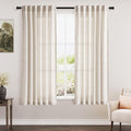 Beige Linen Curtains 63 Inches Long by Nanspring