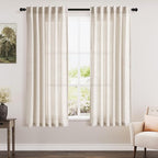 Beige Linen Curtains 63 Inches Long by Nanspring