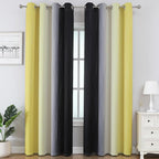 Estelar Textiler Black and Yellow Ombre Blackout Curtains - Image 2