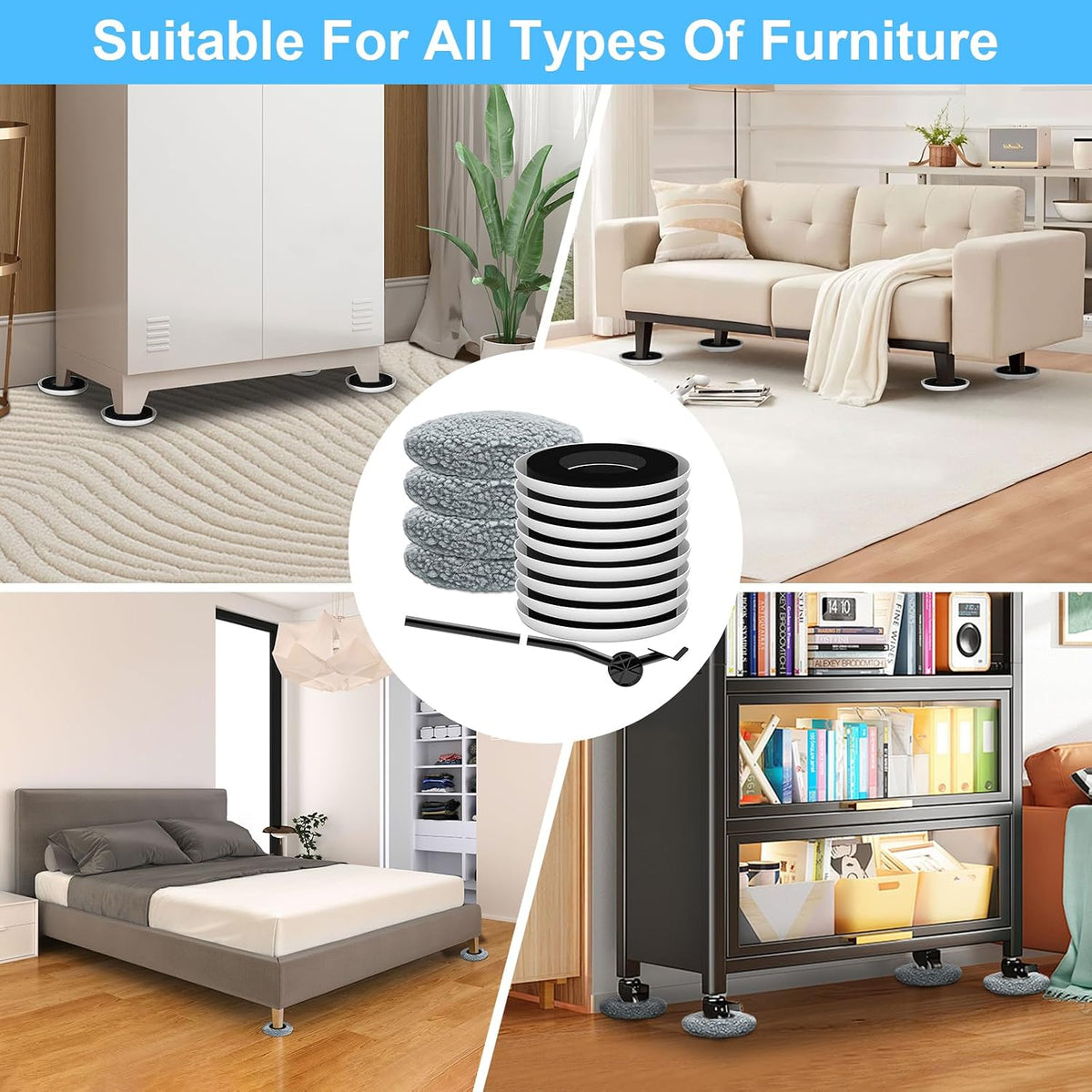 New Upgrade Furniture Sliders - Multi-Surface 3-in-1 Movers Sliders
