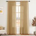 Gold Yellow Linen Curtains 84 Inch Length 2 Panels Set by Nanspring