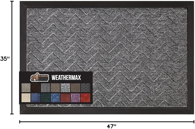 GORILLA GRIP 100% Waterproof All-Season WeatherMAX Doormat, Durable Natural - Image 2