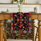 Artoid Mode Bird Dia De Los Muertos Serape Mexican Fiesta Table Runner, Cinco De Mayo Day of The Dead Kitchen Dining Table Decoration for Home Party Decor 13x120 Inch