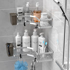 AKTECKE Corner Shower Caddy Bathroom Organizer: Stainless Steel Adhesive Shower Rack - 3Pack No Drilling Shower Shelf - Rustproof Bathtub Organizer